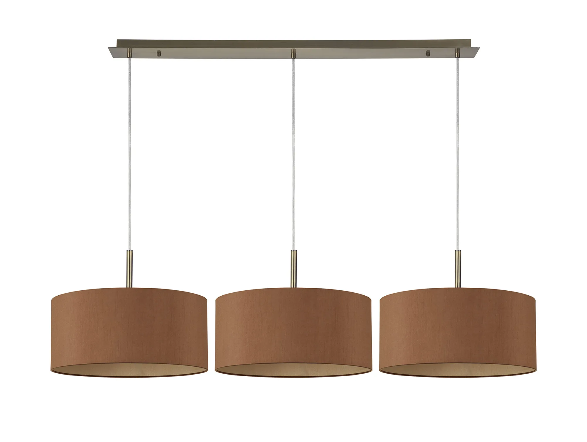 Baymont 40cm Shade 3 Light Pendant Antique Brass, Raw Cocoa/Grecian Bronze DK0580  Deco Baymont AB RC